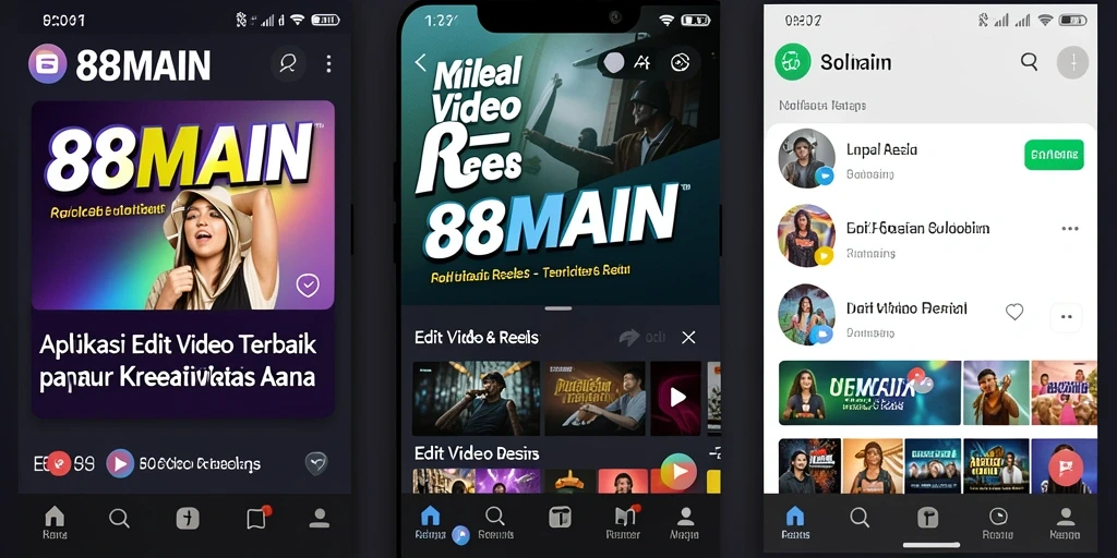 Antarmuka aplikasi 88MAIN yang kaya akan fitur Edit Video Reels.