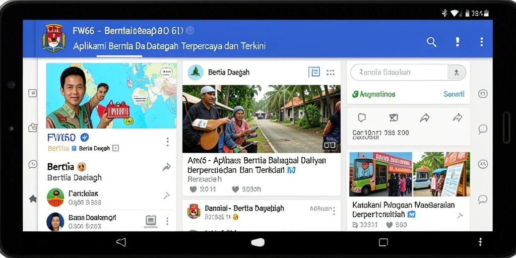 Antarmuka FW66 menampilkan berita daerah secara menarik dan informatif.