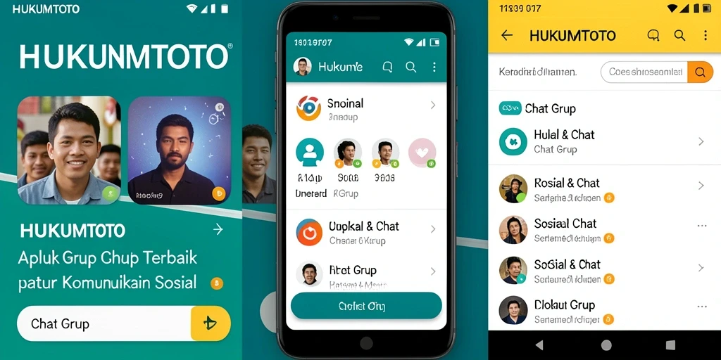 Antarmuka menarik HUKUMTOTO untuk chatting grup secara efektif.
