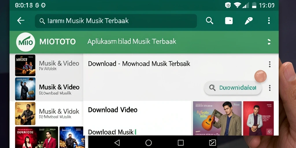 Antarmuka MIOTOTO yang sederhana dan memudahkan pengguna untuk mengunduh musik.