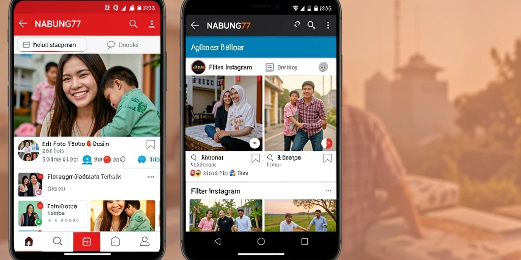 Screenshot NABUNG77 menampilkan fitur filter Instagram yang menarik.