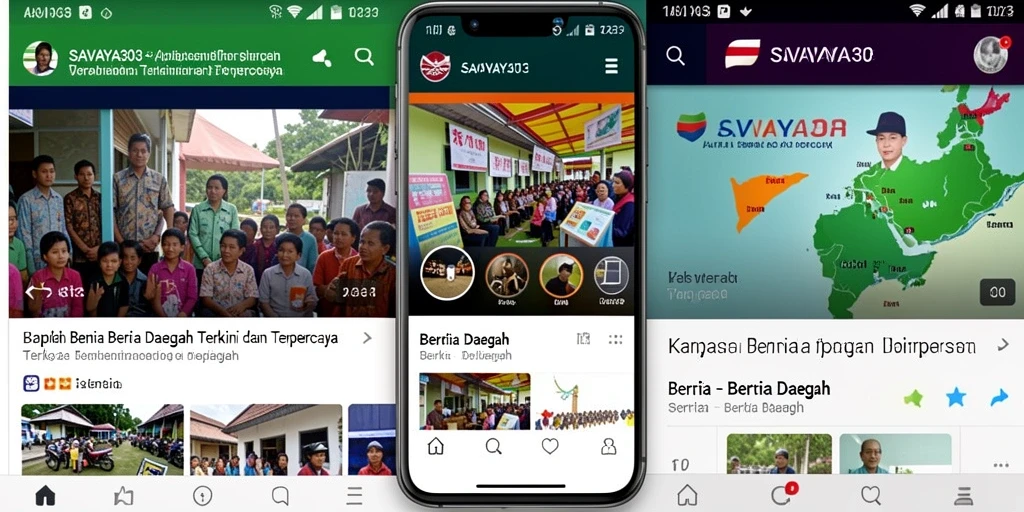 Antarmuka aplikasi SAVAYA303 yang menyajikan berita daerah.