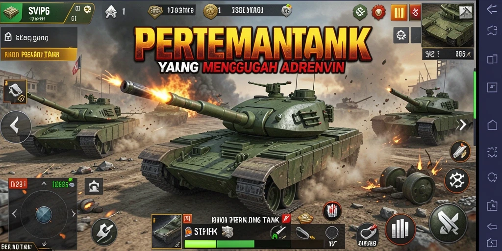 Tampilan antarmuka SVIP6 dengan pertempuran tank yang epik.